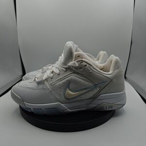 Nike White Low-Top Sneakers with Light Blue Accent